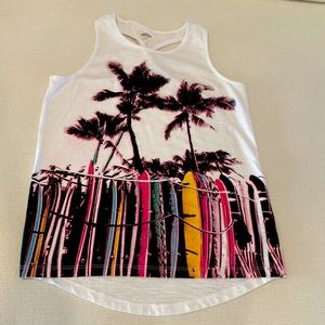Old Navy White Tank With Palm Tree Design